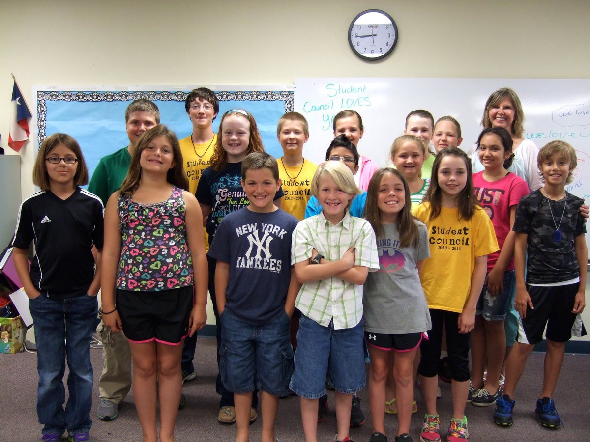 Image: Stafford Elementary student council members and gifted and talented students helped sort food at the Texas Food Bank.
    Front Row (L-R)  Catie South, Taylor Souder, Easton Viator, Michael Travis, Morgan Chambers, Emily Janek
    Middle Row (L-R): Noah Johnson, Sadie Hines, Nathan Sandoval, Hailey Mathers, Hannah Carr, Chase Hyles
    Back Row (L-R):  Ryan Dabney, Taner Chambers, Matty Dickerson, Kimmy Hooker, Bryant Haake, Mrs. Jeanette Janek