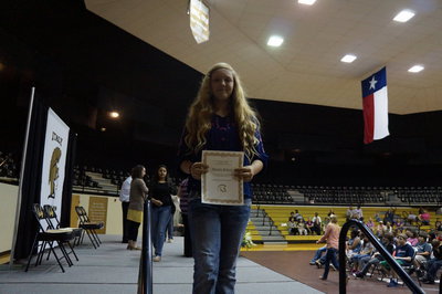 Image: Brycelen “Cha Cha” Richards, 8th grader, received an “All A’s” certificate.