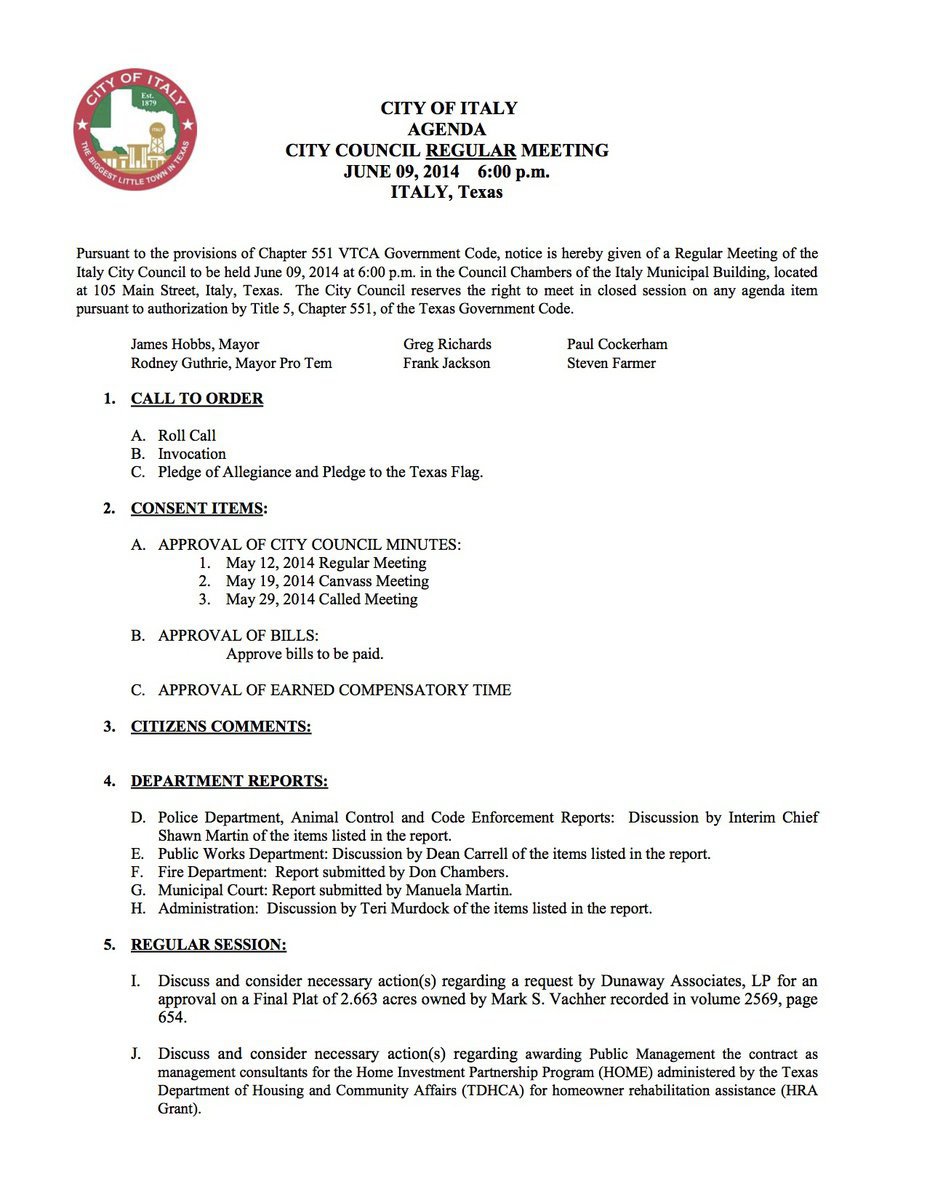 Image: Agenda – page 1