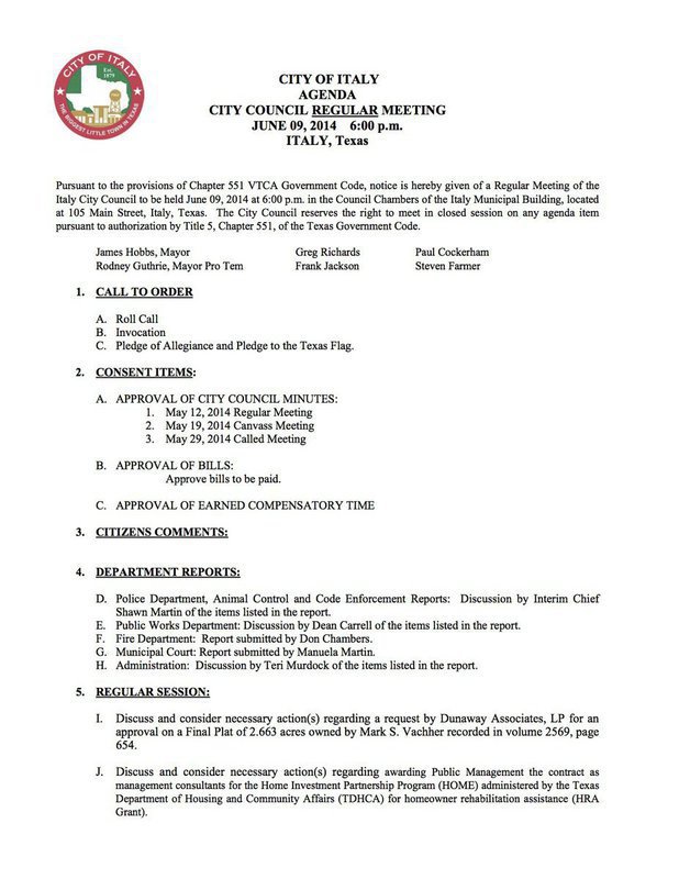 Image: Agenda – page 1