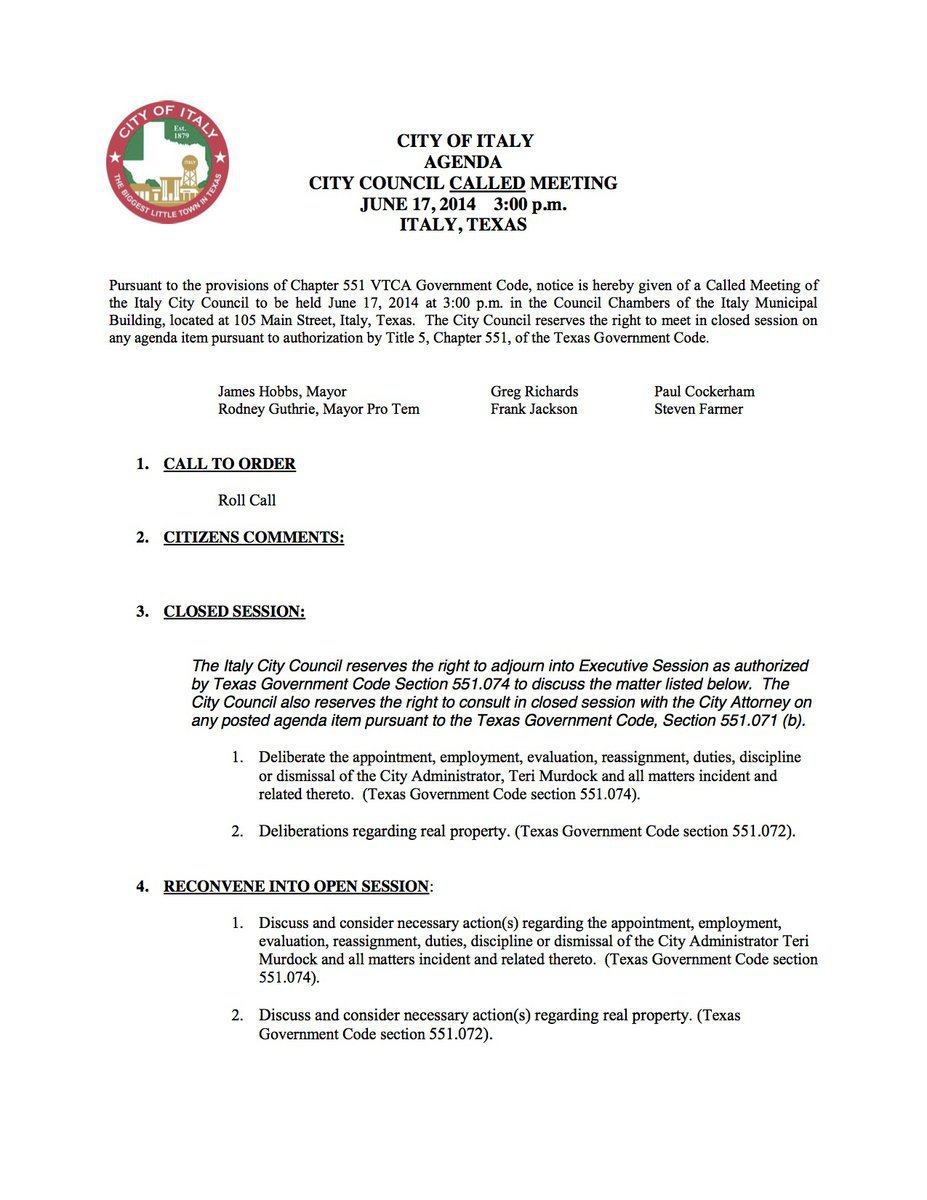 Image: Agenda – page 1