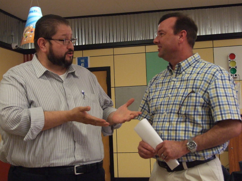 Image: Mr. Velasco explains how much he enjoyed Paul Cockerham’s work with the school board.
