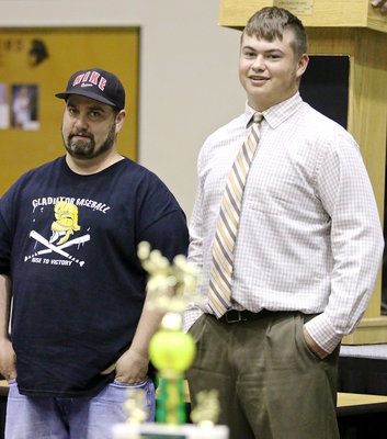 Image: In recognition of Italy’s 2013-2014 senior student-athletes, Zain Byers is introduced while being escorted by his father.