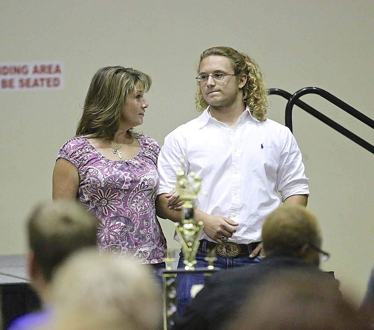 Image: In recognition of Italy’s 2013-2014 senior student-athletes, Shadrach Newman is introduced while being escorted by his mother.