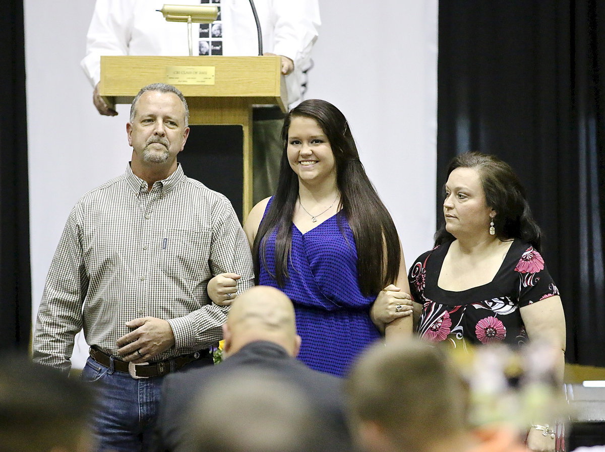 Image: In recognition of Italy’s 2013-2014 senior student-athletes, Paige Westbrook is introduced while being escorted by her parents.