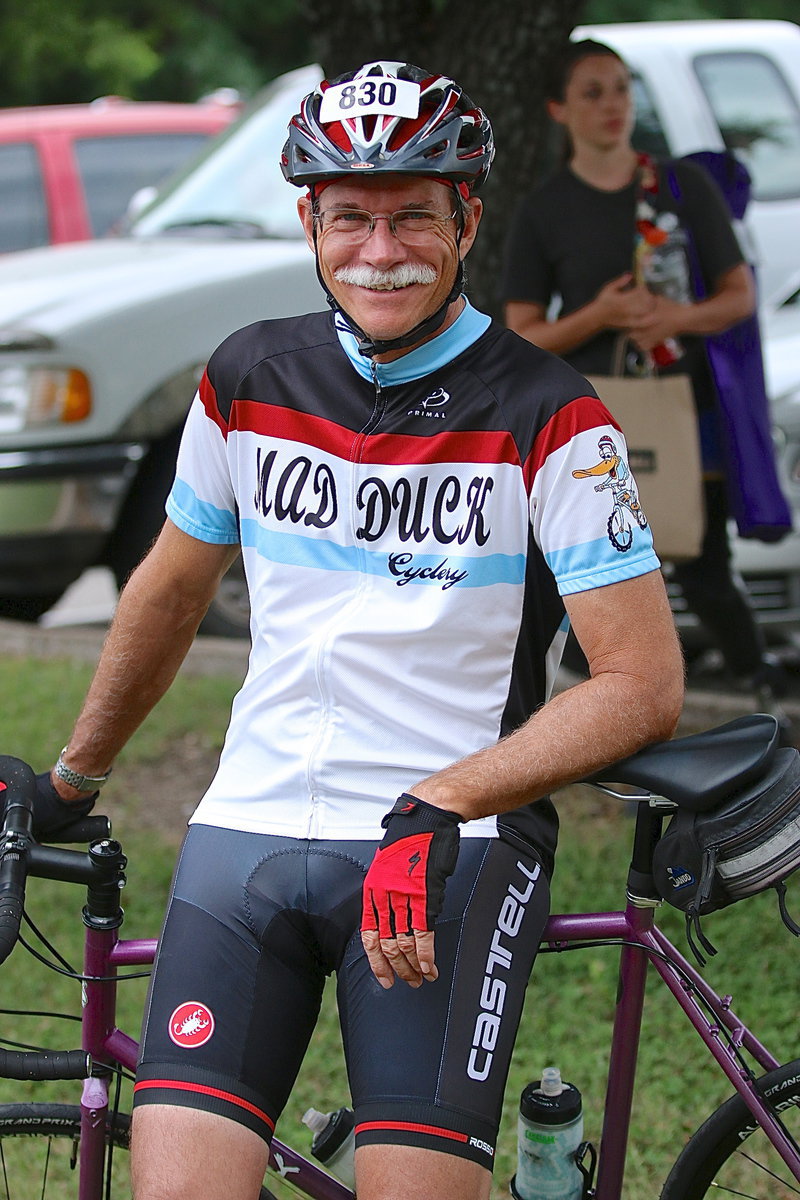 Image: Enjoying a relaxing moment before the start of the bike ride.