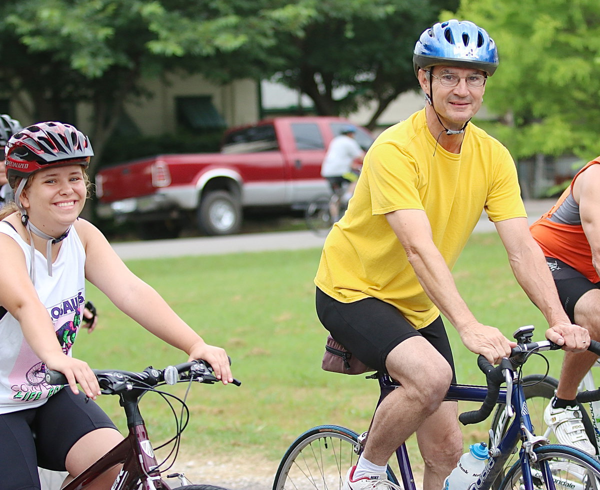 Image: Local cyclists, Stevan Varner and his daughter Jill Varner, prepare to take on the 30 mile route challenge.