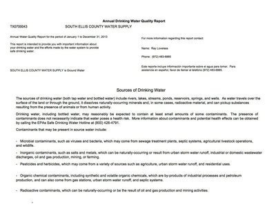 Image: Annual Drinking Water Quality Report – page 1