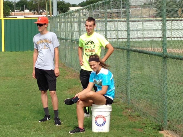 Image: Camp coaches Ty Windham, Ryan Connor and Bailey Eubank volunteer their expertise to the next generation of Italy’s-student athletes.