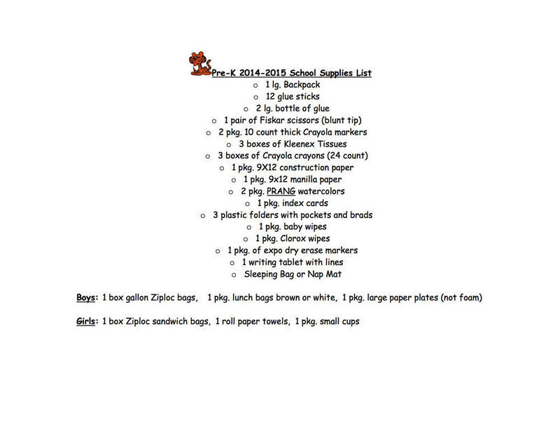 Image: 2014-2015 Stafford Elementary School Supply List – Pre-K