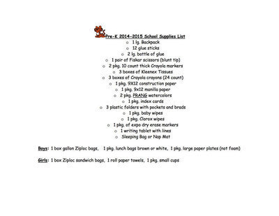 Image: 2014-2015 Stafford Elementary School Supply List – Pre-K
