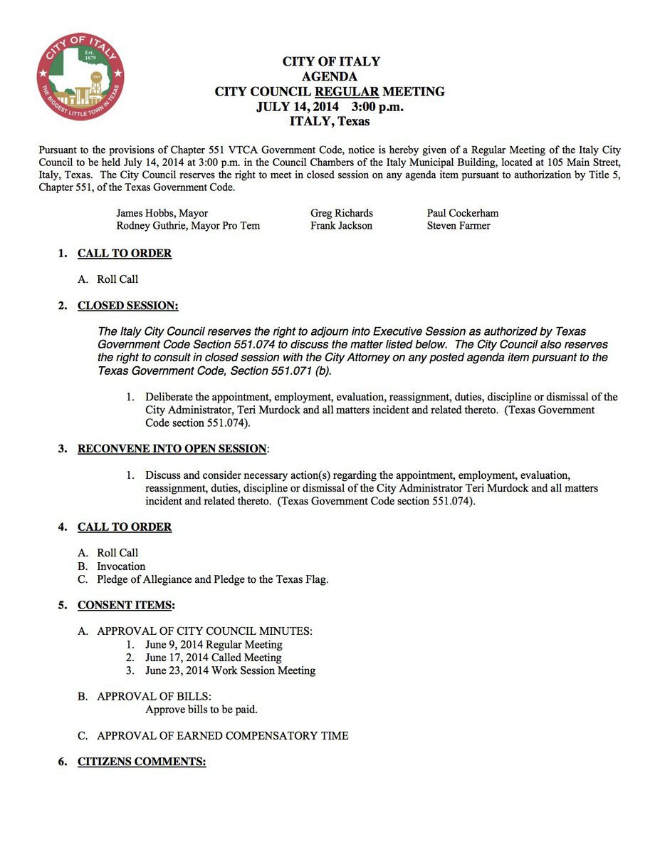 Image: Agenda – page 1