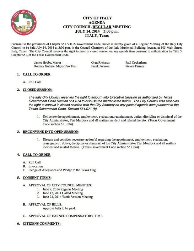 Image: Agenda – page 1
