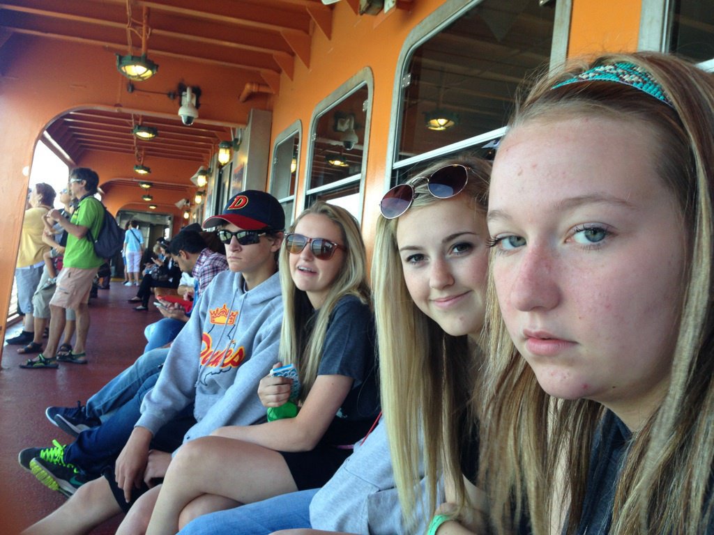 Image: Rachel, Garret and the Nelson sisters enjoy a ride on the Staten Island Ferry.
