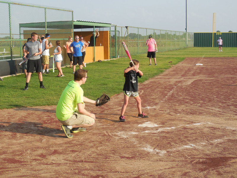 Image: Morgan Chambers is ready for action with Joseph Barrett behind the plate.