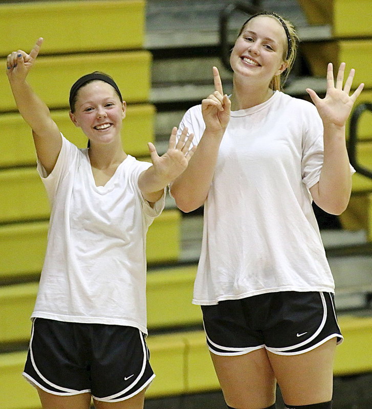 Image: Bailey Eubank and Madison Washington show their class pride as 2015 Seniors.