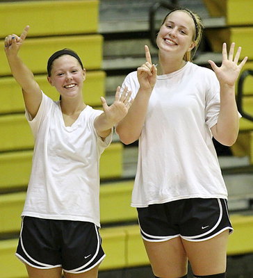 Image: Bailey Eubank and Madison Washington show their class pride as 2015 Seniors.