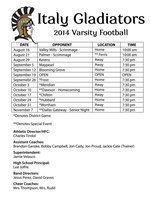 Image: The 2014 Italy Gladiator Varsity Football schedule: