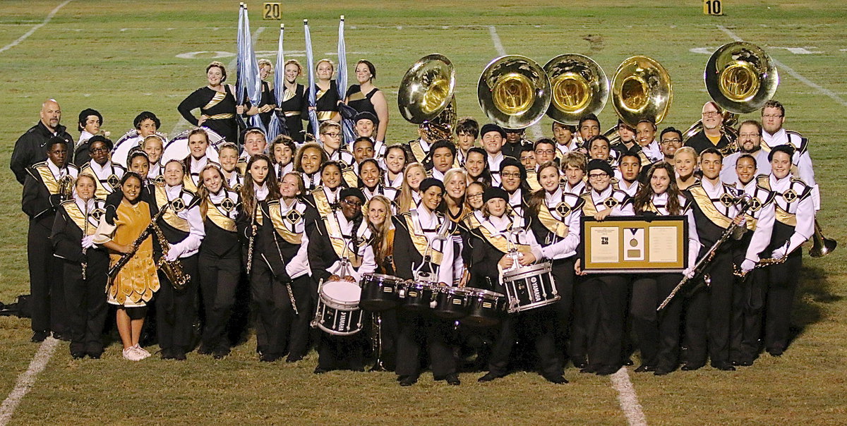 Image: We did it! We got the entire Gladiator Regiment Marching Band and Flag Corp, Italy High School Principal Lee Joffre and Italy ISD Superintendent Jamie Velasco squished into this tiny photo frame.