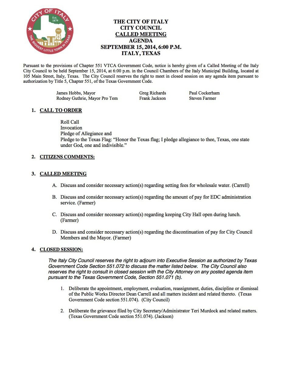 Image: Agenda – page 1