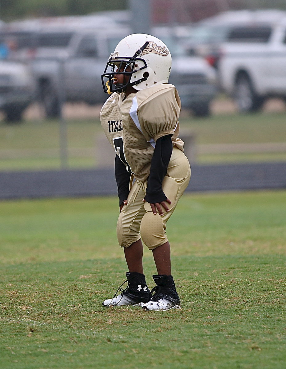 Image: What a Defensive MVP looks like: Little “Lucky” Johnson, #7 of course, gave a big-time performance against Rice to ensure a shutout win for the C-team Gladiators. Johnson also scored his first career touchdown in the contest.