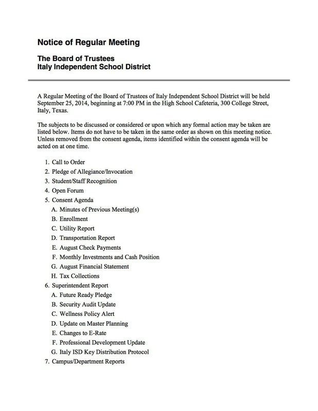 Image: Agenda – page 1