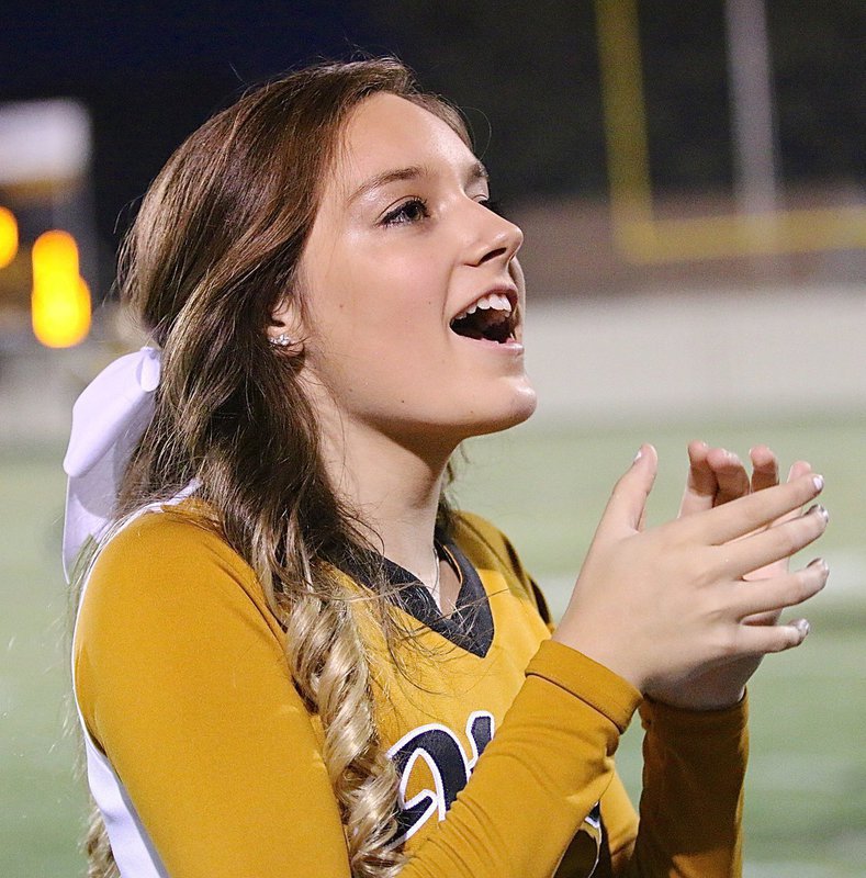 Image: Italy HS Cheerleader Jozie Perkins cheers on her peers.