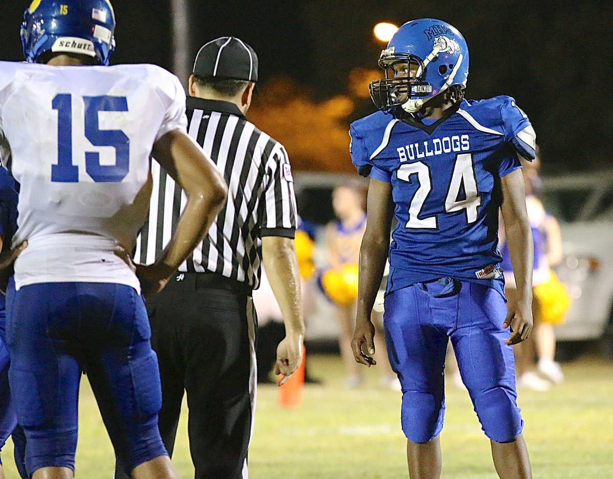 Image: Milford’s Jarvis Harris(24) is ready for the play to start.
