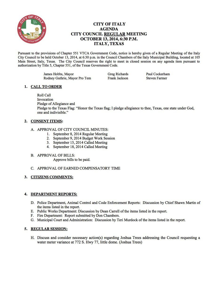 Image: Agenda – page 1