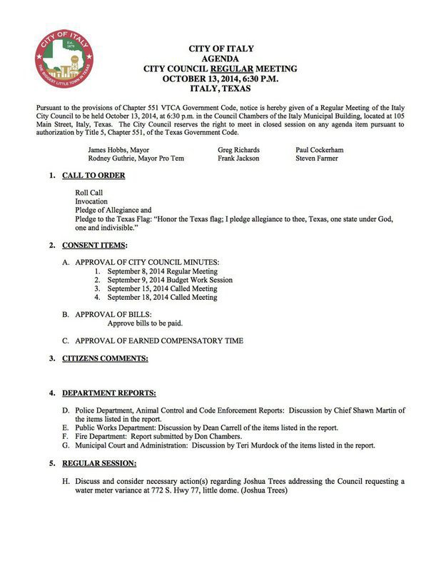 Image: Agenda – page 1