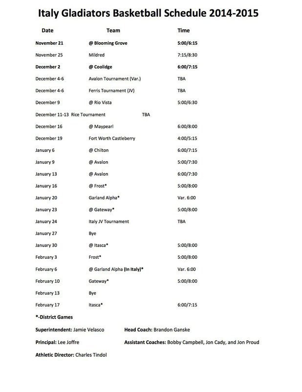Image: Boys Basketball Schedule: Varsity & JV