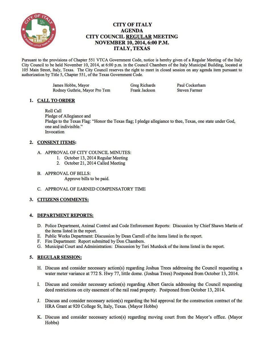 Image: Agenda – page 1