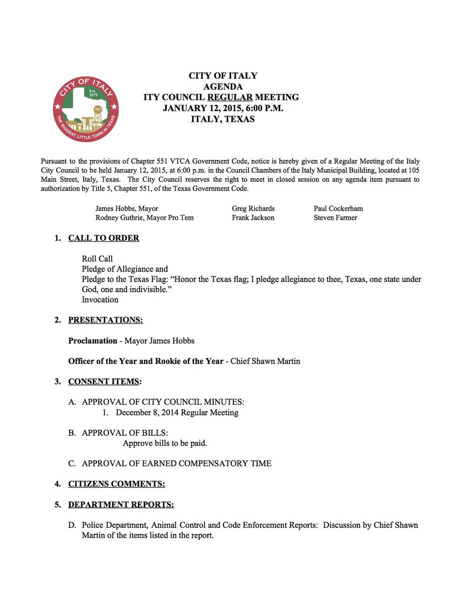 Image: Agenda – page 1