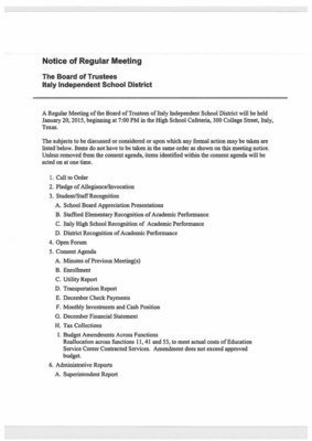 Image: Agenda: Regular Monthly Meeting-page 1