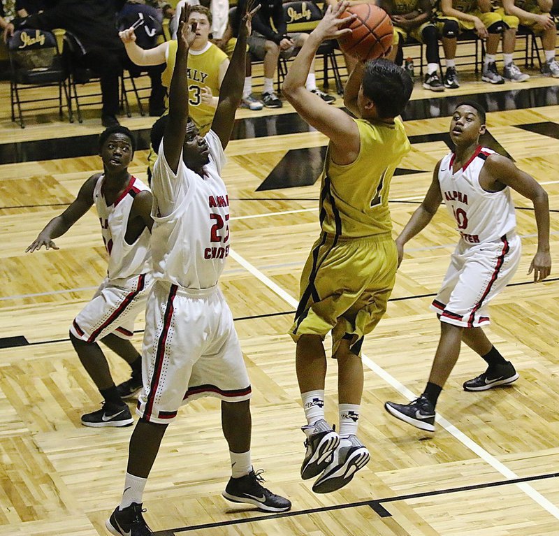 Image: Joe Celis(1) scores from the low block area for the Gladiators.