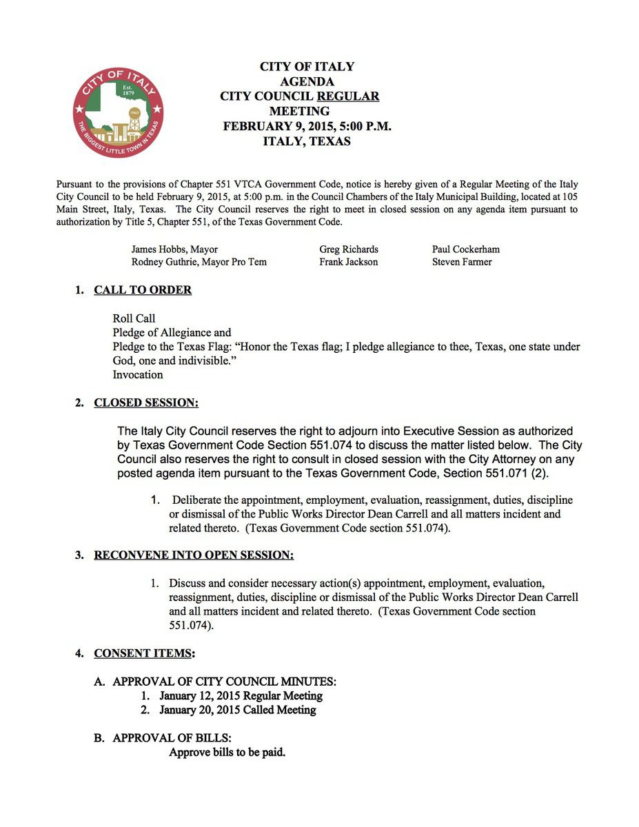 Image: Agenda – page 1