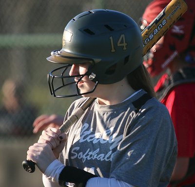 Image: Senior Lady Gladiator Kelsey Nelson(14) prepares to hit for Italy.