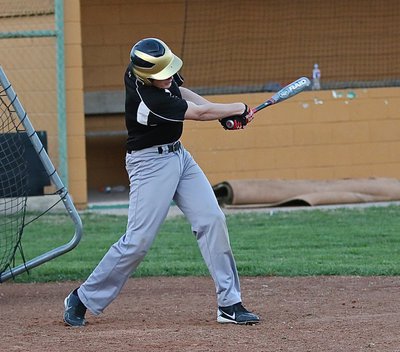 Image: Clay Riddle ends the scrimmage with one last hit for Italy.
