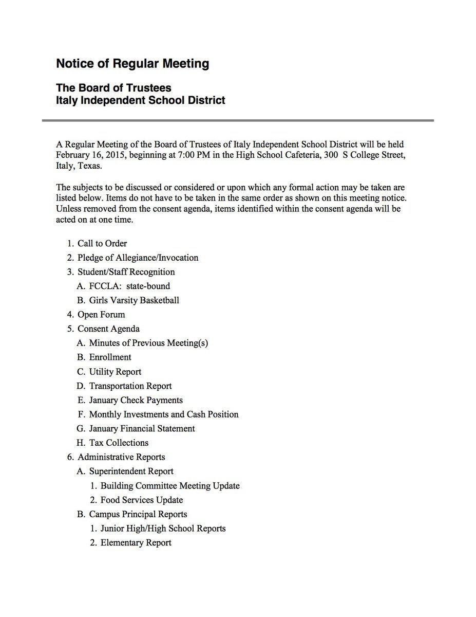 Image: Agenda – page 1