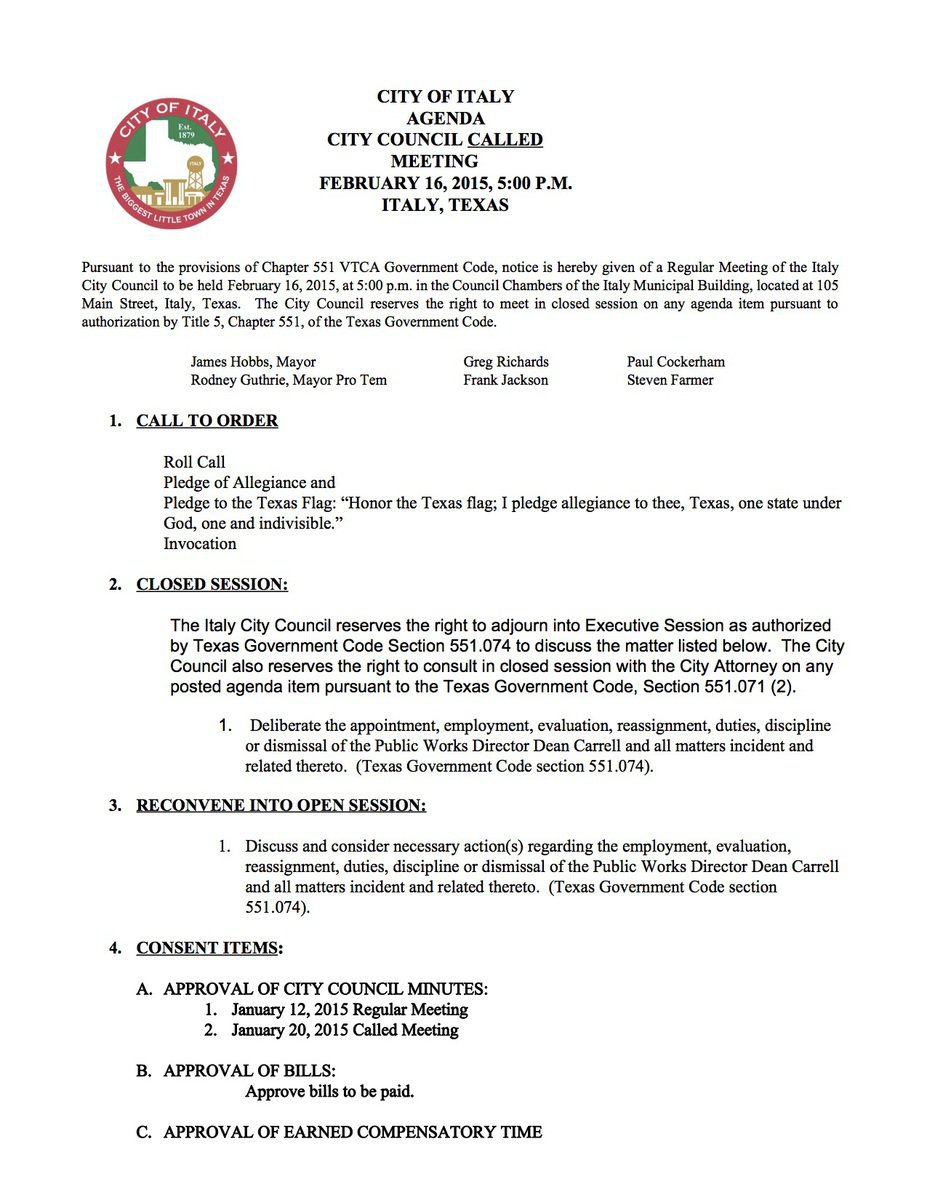 Image: Agenda – page 1