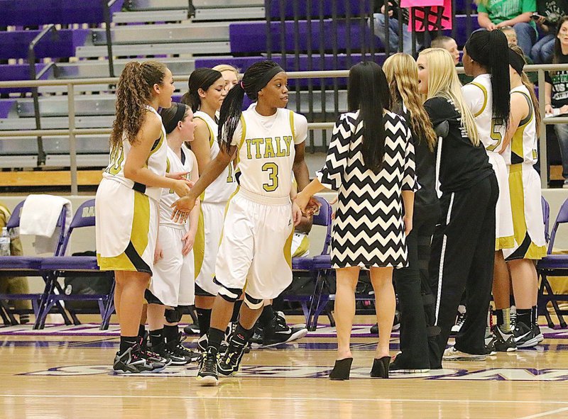 Image: Lady Gladiator senior Kortnei Johnson(3) is introduced before Italy’s area playoff battle against Santo.