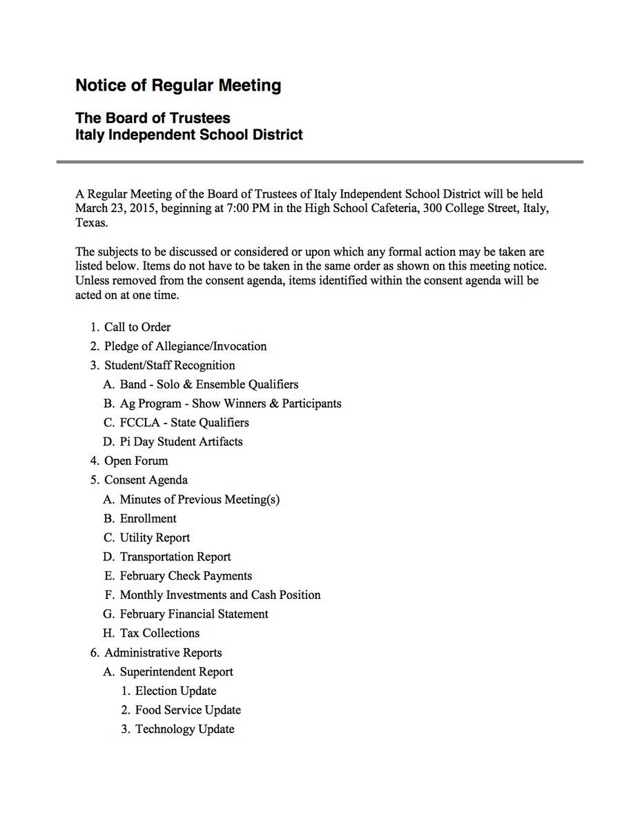 Image: Agenda – page 1