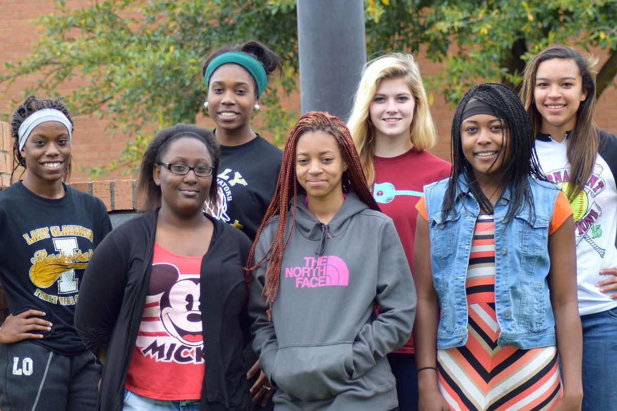 Image: Kortnei Johnson, Janae Robertson, Halee Turner, April Lusk, Brenya Williams, T’Keyah Pace and K’Breona Davis