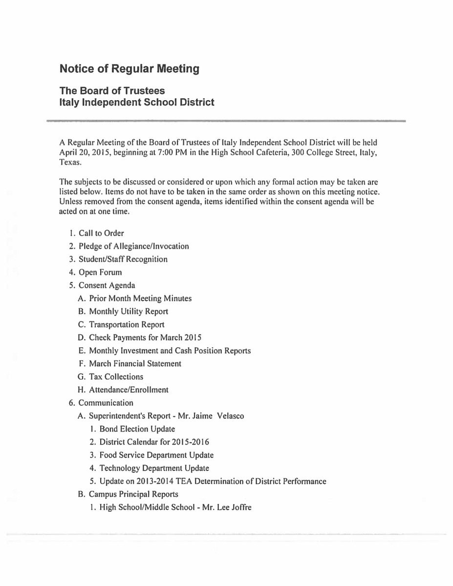 Image: Agenda — page 1