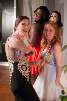 Image: Grace Haight, Rachel Huskins, Taleyia Wilson, and Elizabeth Garcia show off their pretty smiles and pretty dresses