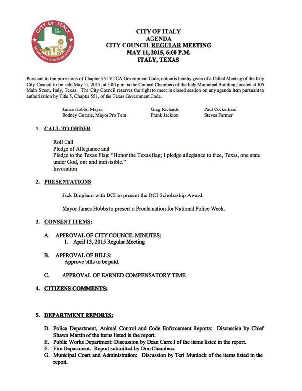 Image: Agenda – page 1
