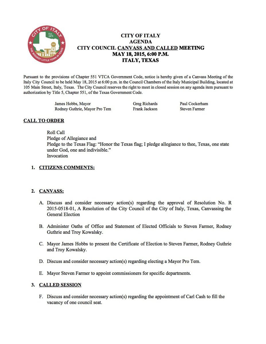 Image: Agenda – page 1