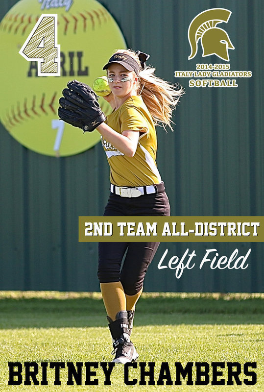 Image: Italy Lady Gladiator left fielder Brritney Chambers(4) earned 2nd Team All-District honors and also achieved Academic All-District.