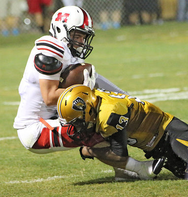 Image: Italy Gladiator Kevin Johnson(13) makes another tackle on special teams.