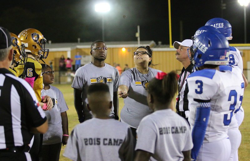Image: With the Italy Gladiators dedicating last Friday night’s game in memory of Markel Holbert, Markel’s mother Rosalinda Duron flipped the ceremonial coin prior to the game.